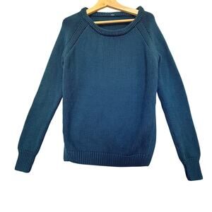 Lululemon Yin To You Sweater Womens L Alberta Lake Blue Merino Wool Pullover